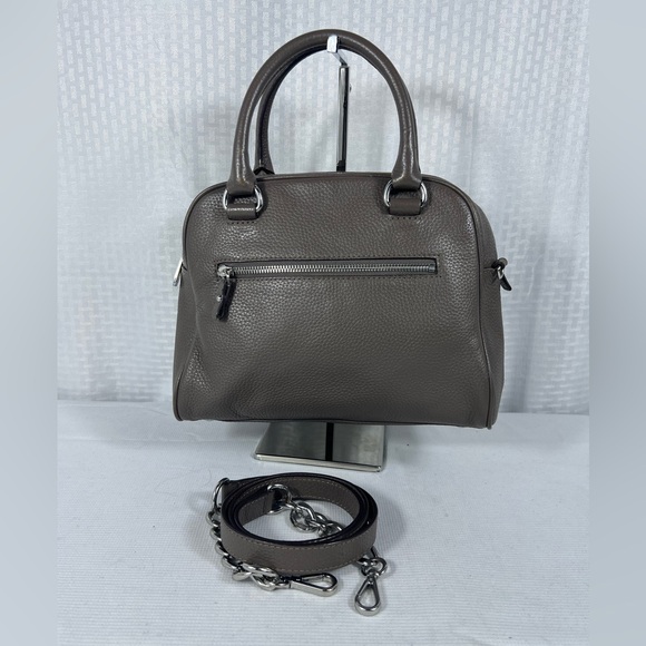 Michael Kors Pebbled Leather Dome Satchel in Taupe with Strap - Picture 1 of 12